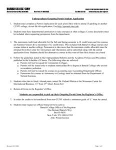 BARUCH COLLEGE/CUNY  One Bernard Baruch Way/BoxH­0850  New York, NY 10010­5585   OFFICE OF THE REGISTRAR (646) 312­1150 