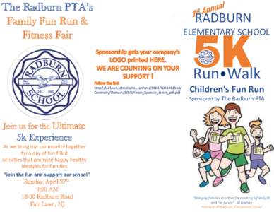 The Radburn PTA’s Family Fun Run & Fitness Fair RADBURN