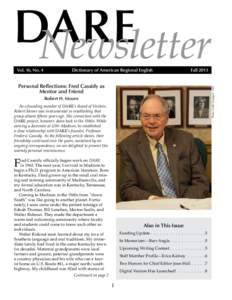 DARE Newsletter oVol. 16, No. 4 Dictionary of American Regional English
