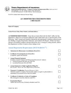 Texas Department of Insurance  Financial Regulation Division – Company Licensing and Registration Office, Mail Code 305-2C 333 Guadalupe • P.O. Box[removed], Austin, Texas[removed][removed]telephone • [removed]-