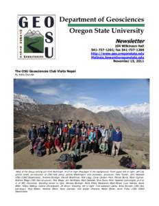 Department of Geosciences Oregon State University Newsletter 104 Wilkinson Hall[removed]; fax[removed]