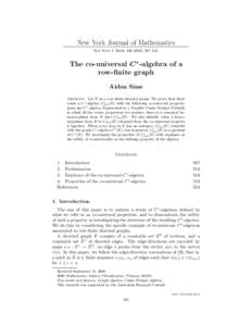New York Journal of Mathematics New York J. Math–524. The co-universal C ∗-algebra of a row-finite graph Aidan Sims