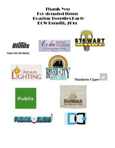 Thank You For donated Items Roaring Twenties Party ECW Benefit, 2014  Orange Park and Mandrin