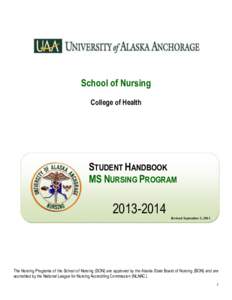 School of Nursing College of Health STUDENT HANDBOOK MS NURSING PROGRAM