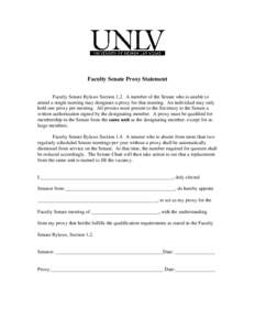 Faculty Senate Proxy Statement