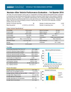 Navistar eStar Vehicle Performance Evaluation - 1st Quarter 2014