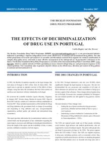 BRIEFING PAPER FOURTEEN  December 2007 THE BECKLEY FOUNDATION DRUG POLICY PROGRAMME