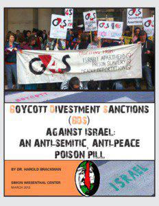 BOYCOTT DIVESTMENT SANCTIONS (BDS) AGAINST ISRAEL