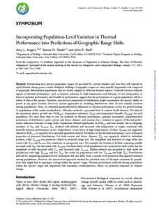 Integrative and Comparative Biology, volume 51, number 5, pp. 733–750 doi:icb/icr048 SYMPOSIUM  Incorporating Population-Level Variation in Thermal