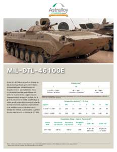 MIL-DTL-46100E El MIL-DTL-46100E es un acero de blindaje de alta dureza especificado para fines militares. Está aprobado para utilizarse dentro del Departamento de la Armada de los EUA y se encuentra disponible para uti