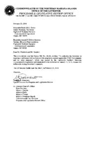 COMMONWEALTH OF THE NORTHERN MARIANA ISLANDS OFFICE OF THE GOVERNOR PROGRAMS & LEGISLATIVE REVIEW OFFICE Caller[removed] • Capiro! HID • Salpan, MP %950 Ttlephone: ([removed]-:!286Il:l88 • Facsimile: ([removed]