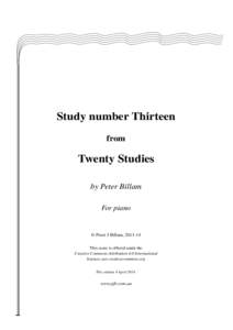 Study number Thirteen from Twenty Studies by Peter Billam For piano