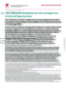 European Heart Journal, 2159–2219 doi:eurheartj/eht151 ESH AND ESC GUIDELINESESH/ESC Guidelines for the management