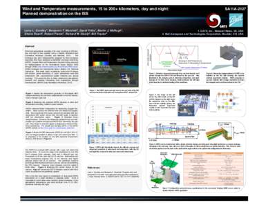 Wind and Temperature measurements, 15 to 200+ kilometers, day and night: 
 Planned demonstration on the ISS Larry L. Gordley1, Benjamin T. Marshall1, David Fritts1, Martin J. McHugh1, Shane Roark2, Robert Pierce2, Richar