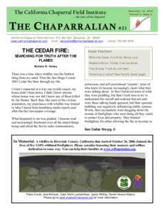 December 19, 2006 Volume 3, Issue 4 The California Chaparral Field Institute Page 1