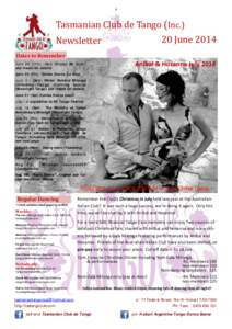 1  Tasmanian Club de Tango (Inc.) Newsletter  20 June 2014