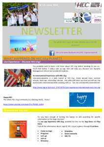 Nr 12 – June[removed]NEWSLETTER The whole HEC-ULg’s IR Team whishes you a terrific summer!