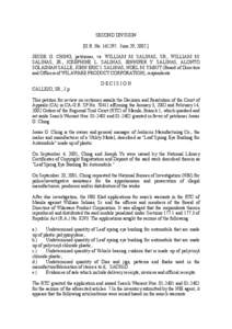 SECOND DIVISION [G.R. No[removed]June 29, [removed]JESSIE G. CHING, petitioner, vs. WILLIAM M. SALINAS, SR., WILLIAM M. SALINAS, JR., JOSEPHINE L. SALINAS, JENNIFER Y. SALINAS, ALONTO SOLAIMAN SALLE, JOHN ERIC I. SALINAS,