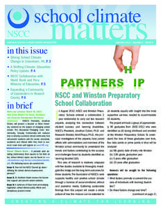 matters  school climate National School Climate Center NEWSLETTER  in this issue