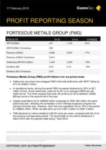17 February[removed]PROFIT REPORTING SEASON FORTESCUE METALS GROUP (FMG) RESULTS