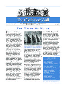 The Old Stone Wall Volume XII, Number 1 State of New Hampshire, Department of Cultural Resources Division of Historical Resources