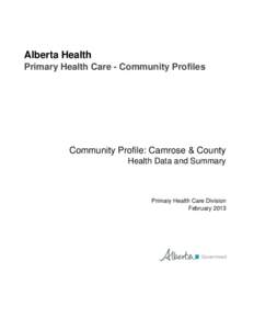 Primary Health Care Community Profile - Camrose & County