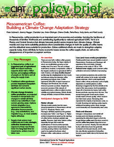 Mesoamerican Coffee: Building a Climate Change Adaptation Strategy Peter Läderach, Jeremy Haggar, Charlotte Lau, Anton Eitzinger, Oriana Ovalle, Maria Baca, Andy Jarvis, and Mark Lundy In Mesoamerica, coffee production 
