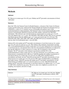 Biomonitoring: Mercury Methods Indicator B3. Mercury in women ages 16 to 49 years: Median and 95th percentile concentrations in blood, [removed]Summary