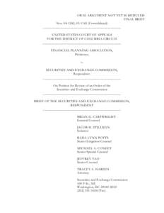 ORAL ARGUMENT NOT YET SCHEDULED FINAL BRIEF Nos, Consolidated) _____________________________________________ UNITED STATES COURT OF APPEALS FOR THE DISTRICT OF COLUMBIA CIRCUIT