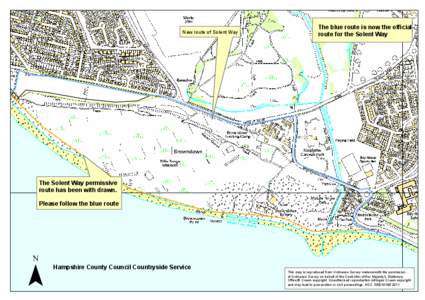 New route of Solent Way  The blue route is now the official