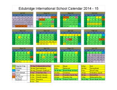 Edubridge International School Calendar[removed]S M  6