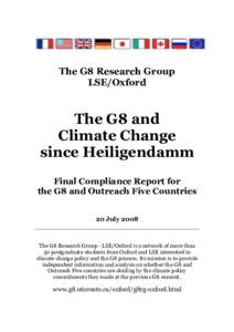 The G8 Research Group LSE/Oxford The G8 and Climate Change since Heiligendamm