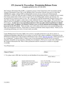 ITS Journal & Proceedings Permission Release Form (Complete and fax to USA: [removed]The Turfgrass Information File (TGIF), a cooperative project of the United States Golf Association and the Turfgrass Information C