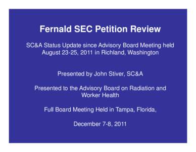 National Institute for Occupational Safety and Health / Nuclear fuels / Thorium / Fernald Feed Materials Production Center / Parts-per notation / Radiation dose reconstruction / Chemistry / Measurement / Occupational safety and health