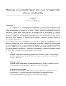 Measuring Environmental Factors and School Participation for Children with Disability: Concept Note