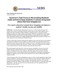 Governor’s Task Force on Re-enrolling Students holds summit to keep students in school, bring back others that have dropped out