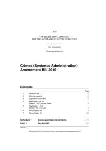 2010  THE LEGISLATIVE ASSEMBLY FOR THE AUSTRALIAN CAPITAL TERRITORY  (As presented)