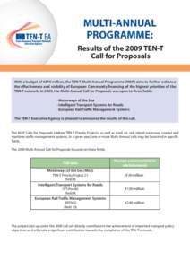 MULTI-ANNUAL PROGRAMME: Results of the 2009 TEN-T Call for Proposals  With a budget of €370 million, the TEN-T Multi-Annual Programme (MAP) aims to further enhance