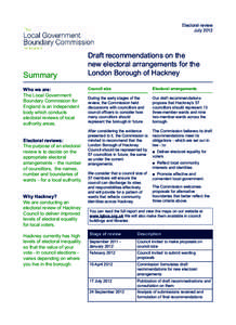 Electoral review July 2012 Summary Who we are: The Local Government