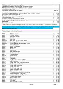 T B Watson Ltd. Trading as Galloway Glass The finest hand engraved cut and polished crystal from Scotland Retail Price List valid from March 2009 until February 2010 INCLUDES VAT @ 17.5% Customised Inscriptions Set Up Ch