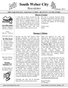 South Weber City Newsletter FebruaryE. South Weber Drive - South Weber, UTManager’s