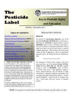 The Pesticide Label Key to Pesticide Safety and Education