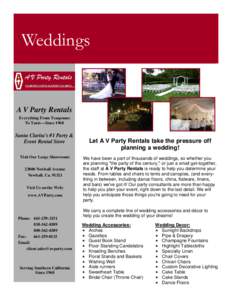 Weddings  A V Party Rentals Everything From Teaspoons To Tents—Since 1968