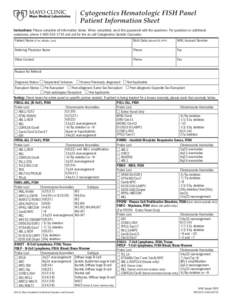 Cytogenetics Hematologic FISH Panel Patient Information Sheet - MC1235-134