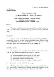 LC Paper No. CB[removed])  For discussion on 5 March 2001 LEGISLATIVE COUNCIL PANEL ON PLANING, LANDS AND WORKS