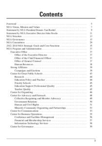 Contents Foreword . . . . . . . . . . . . . . . . . . . . . . . . . . . . . . . . . . . . . . . . . . . . . . . . . . . . . . . . . NEA Vision, Mission and Values . . . . . . . . . . . . . . . . . . . . . . . . . . . . .