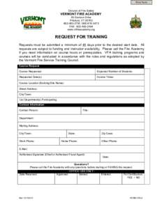 Print Form Division of Fire Safety VERMONT FIRE ACADEMY 93 Davison Drive Pittsford, VT 05763