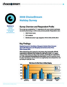 2008 ChoiceStream Holiday Survey ChoiceStream, Inc. 210 Broadway Fourth Floor Cambridge, MA 02139