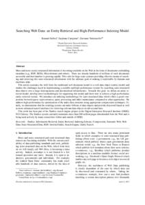 Searching Web Data: an Entity Retrieval and High-Performance Indexing Model Renaud Delbrua , Stephane Campinasa , Giovanni Tummarelloa,b a Digital Enterprise Research Institute, National University of Ireland, Galway Gal