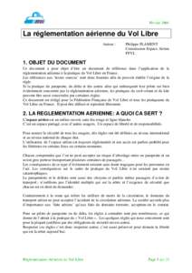 FévrierLa réglementation aérienne du Vol Libre Auteur :  Philippe FLAMENT
